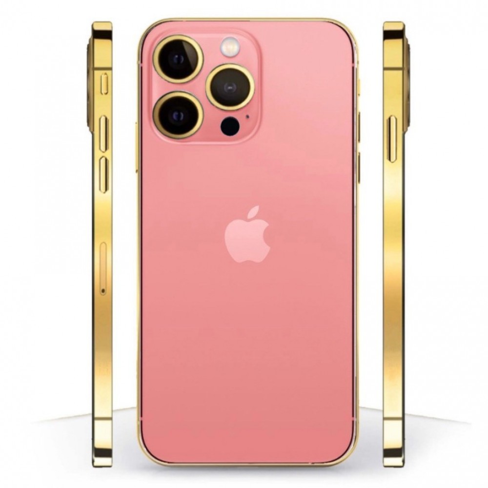 ايفون 14 برو ماكس الاصدار الخاص بينك  مطلي ذهب من الاطراف وحواف الكاميرا / 256GB