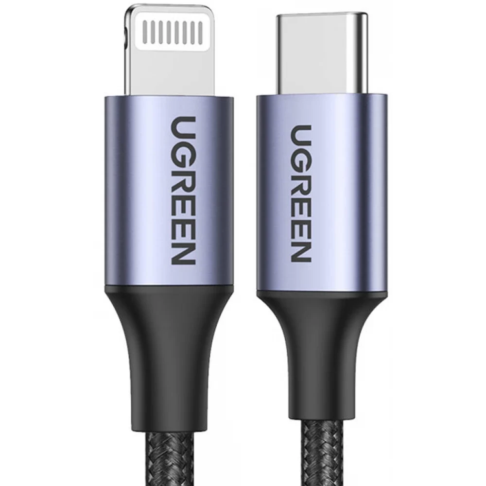 يوجرين - كابل قماش يو اس بي إلى تايب سي سريع 20 واط - 2M اسود