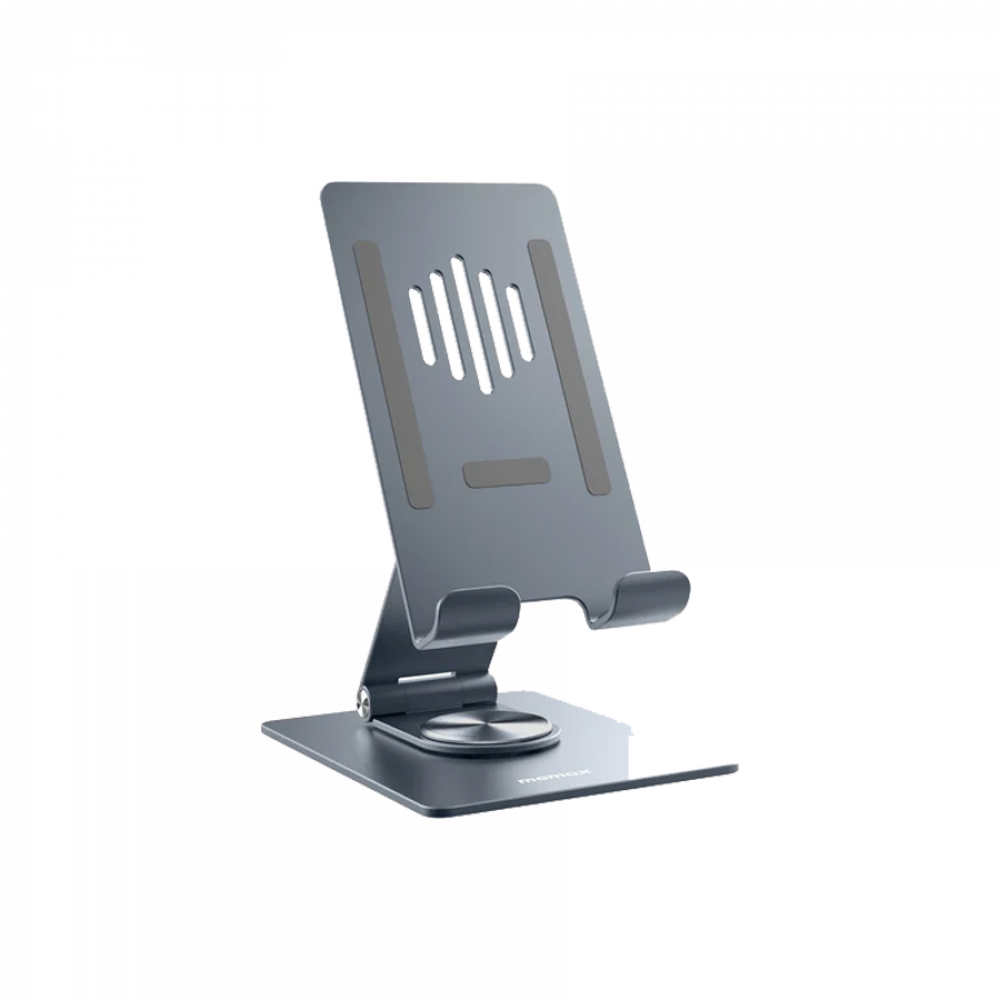 موماكس - حامل جوال و تابلت قابل للدوران 360 درجة مصنوع من الألومنيوم - رمادي