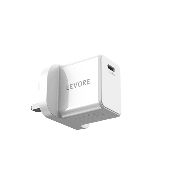 ليفوري - شاحن جداري 25 واط منفذ تايب سي  - أبيض