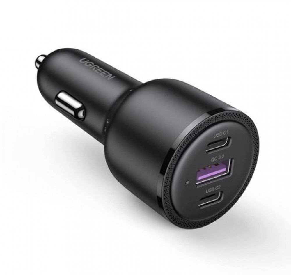 يوجرين - شاحن سيارة (ثلاثه منافذ) منفذين تايب سي ومنفذ يو اس بي  69 وات ماكس (أسود)