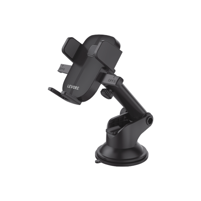 ليفوري - حامل جوال للسيارة من ليفوري قابل للتعديل بقاعده شفط 360 درجة - أسود