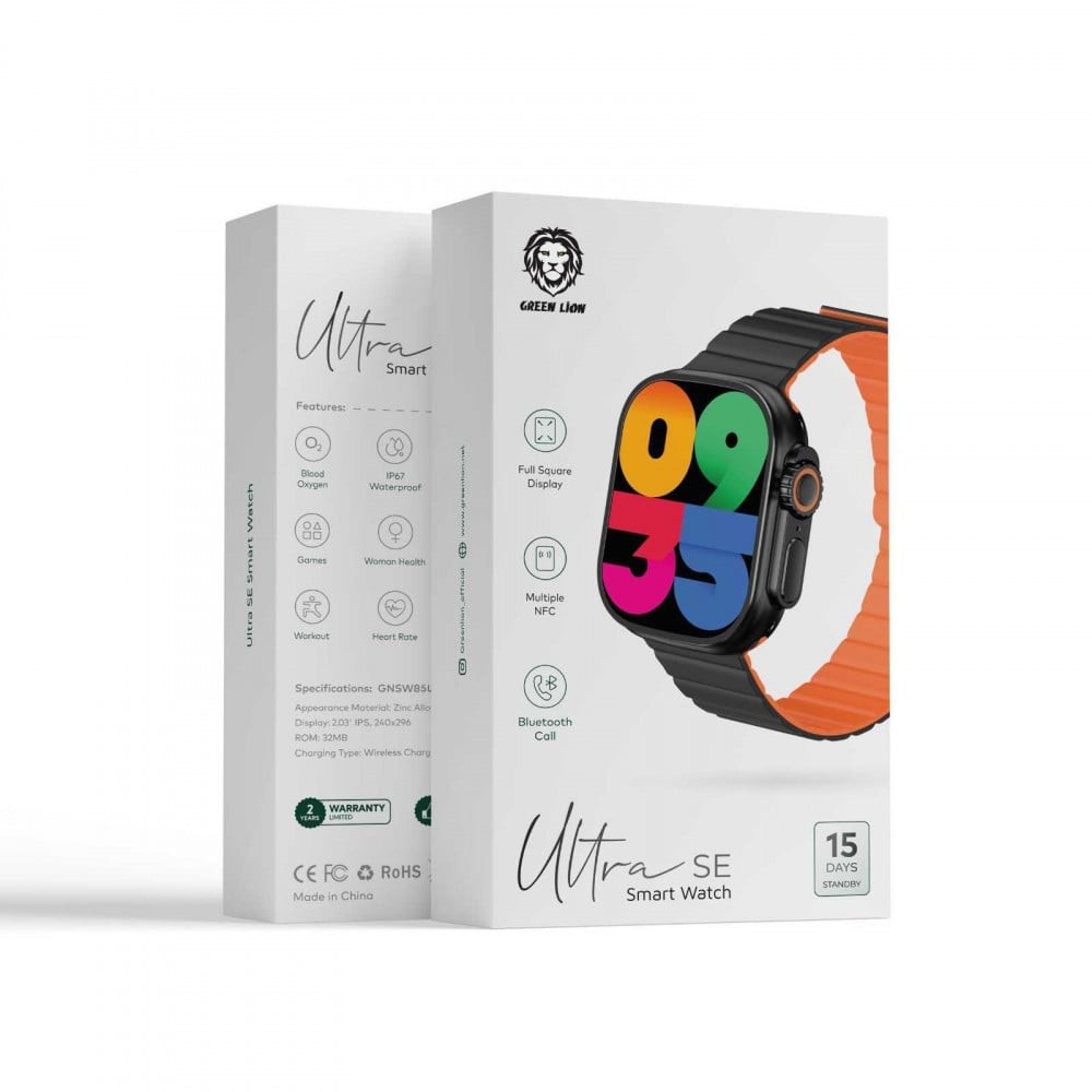 GREEN LION - ساعة الترا SE الذكيه اسود بتقنية NFC