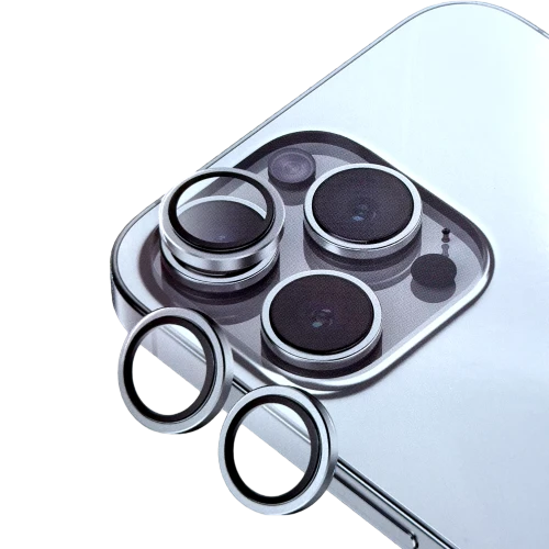 XYKLON - حماية كاميرا مميزه بتقنيه 3D للايفون 15 برو & 15 برو ماكس - تيتانيوم سليفر